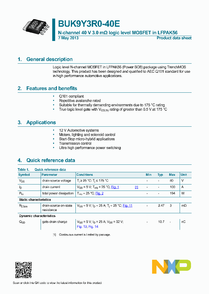 BUK9Y3R0-40E_8487316.PDF Datasheet