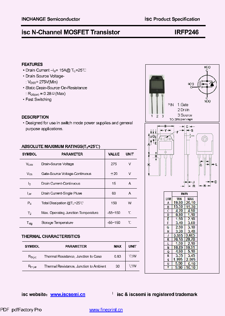 IRFP246_8504138.PDF Datasheet