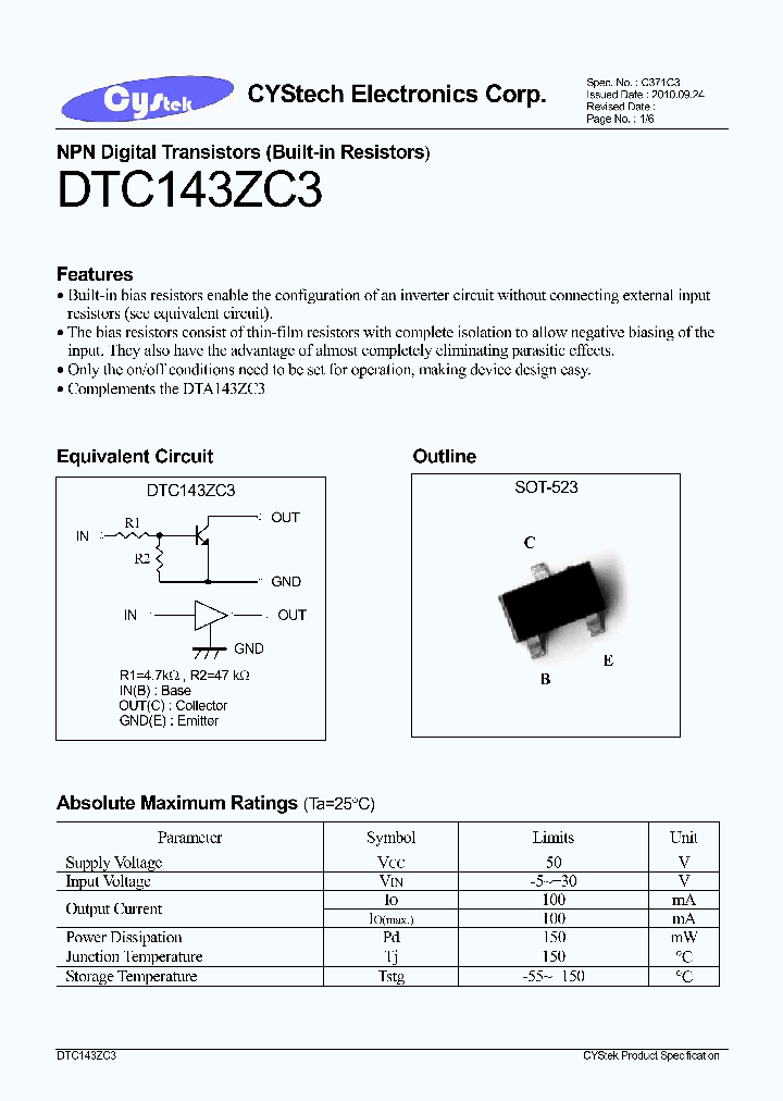 DTC143ZC3_8505580.PDF Datasheet