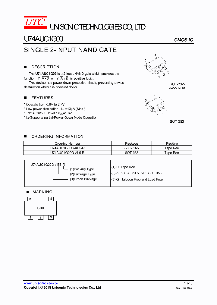 U74AUC1G00G-AL5-R_8558129.PDF Datasheet