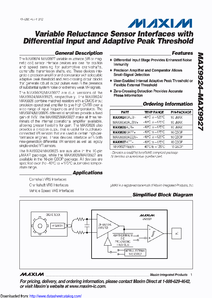 MAX9926UAEE_8599664.PDF Datasheet