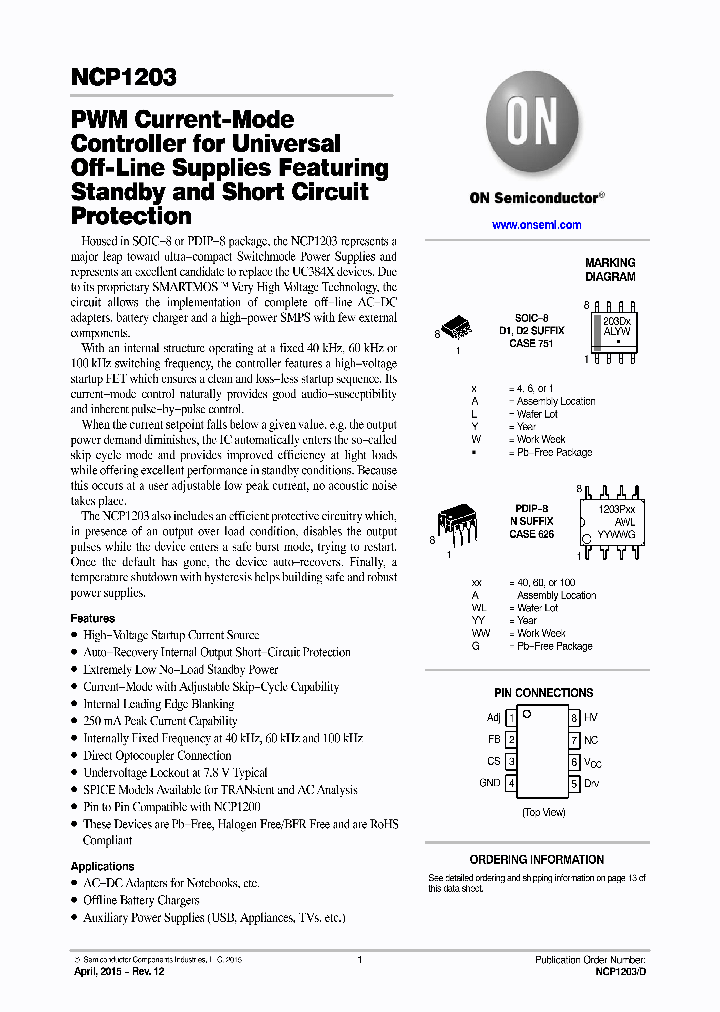 NCP1203D60R2G_8610789.PDF Datasheet