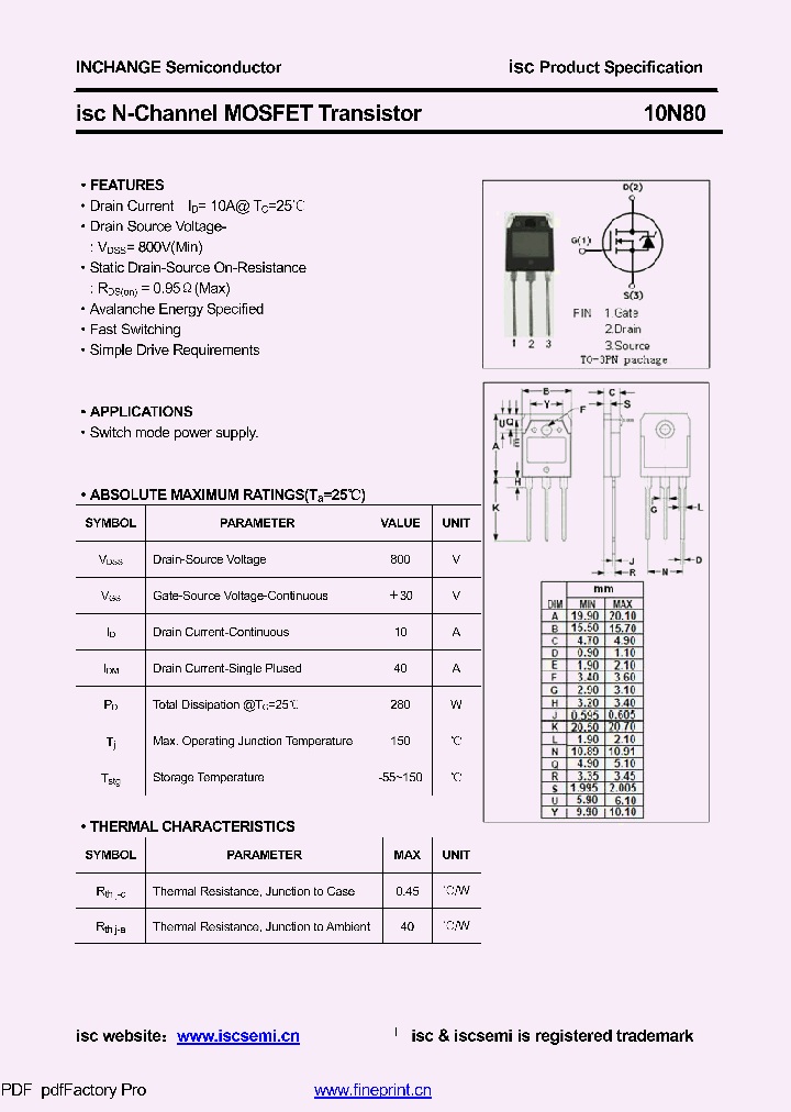 10N80_8616182.PDF Datasheet