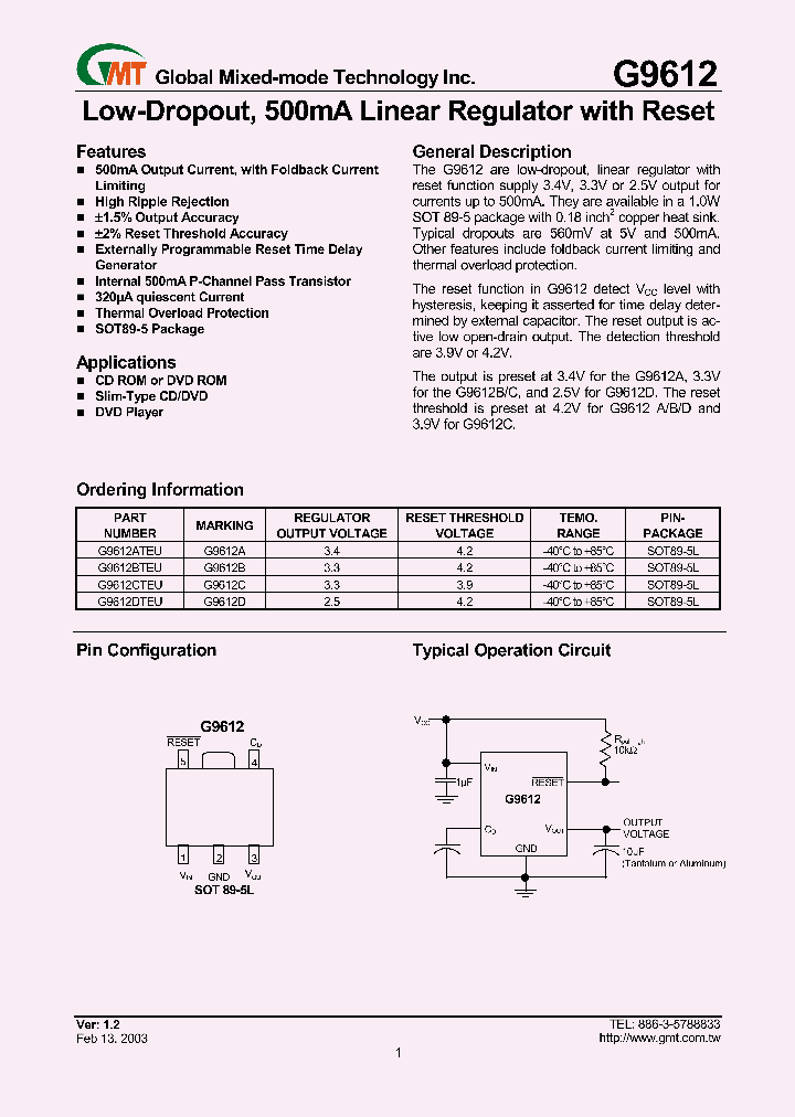 G9612CTEU_8627830.PDF Datasheet