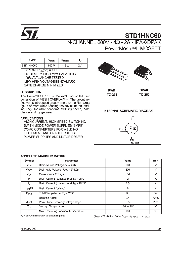 STD1HNC60_8646565.PDF Datasheet