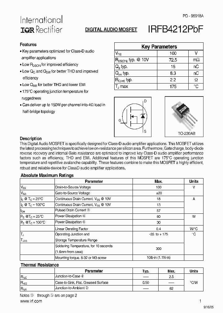 IRFB4212PBF_8714212.PDF Datasheet