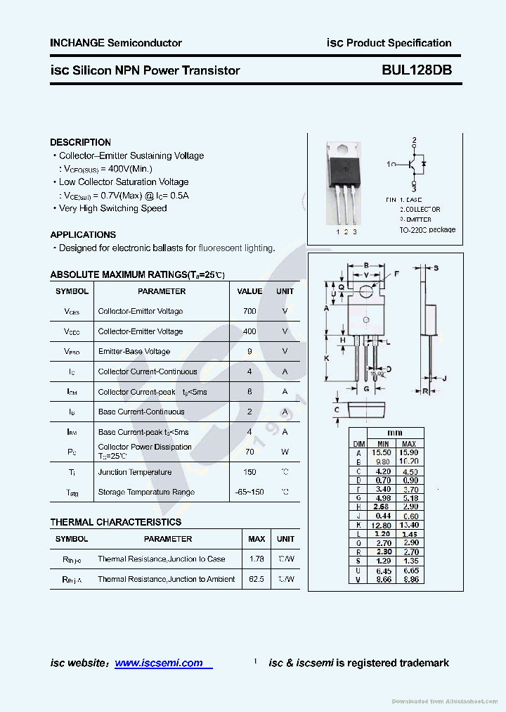 BUL128DB_8730320.PDF Datasheet