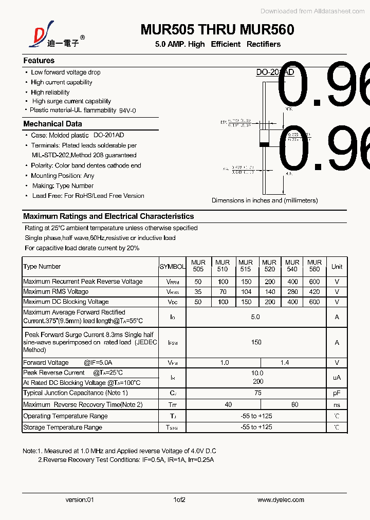 MUR505_8739390.PDF Datasheet