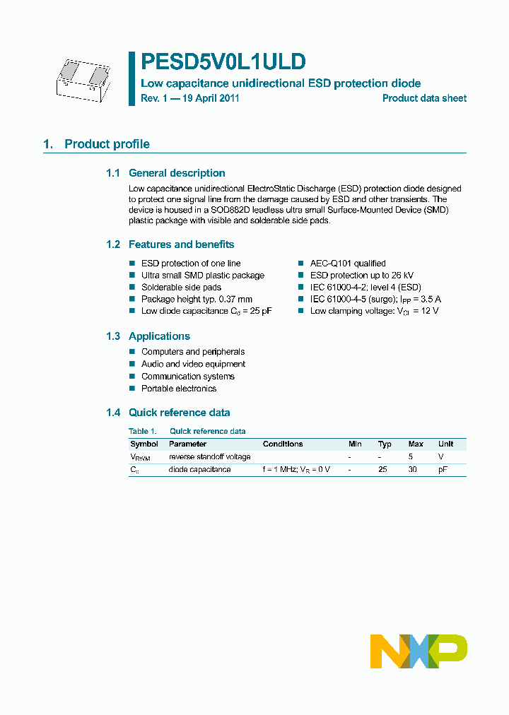 PESD5V0L1ULD_8774807.PDF Datasheet
