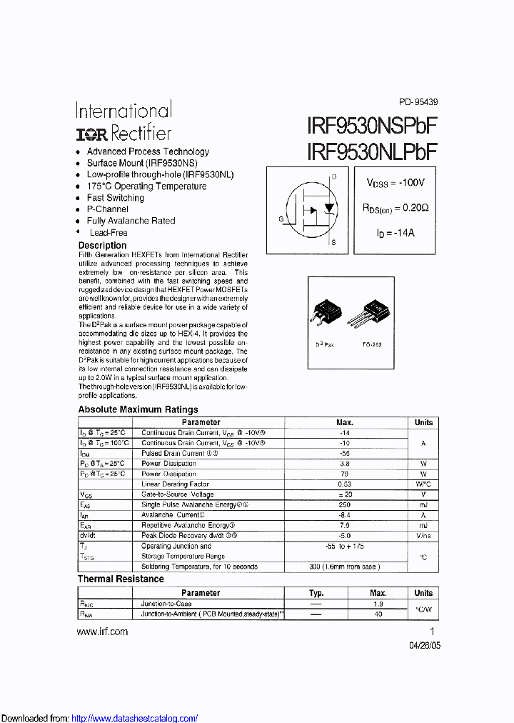 IRF9530NLPBF_8788292.PDF Datasheet