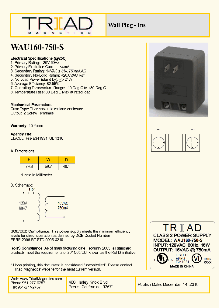WAU160-750-S_8791643.PDF Datasheet