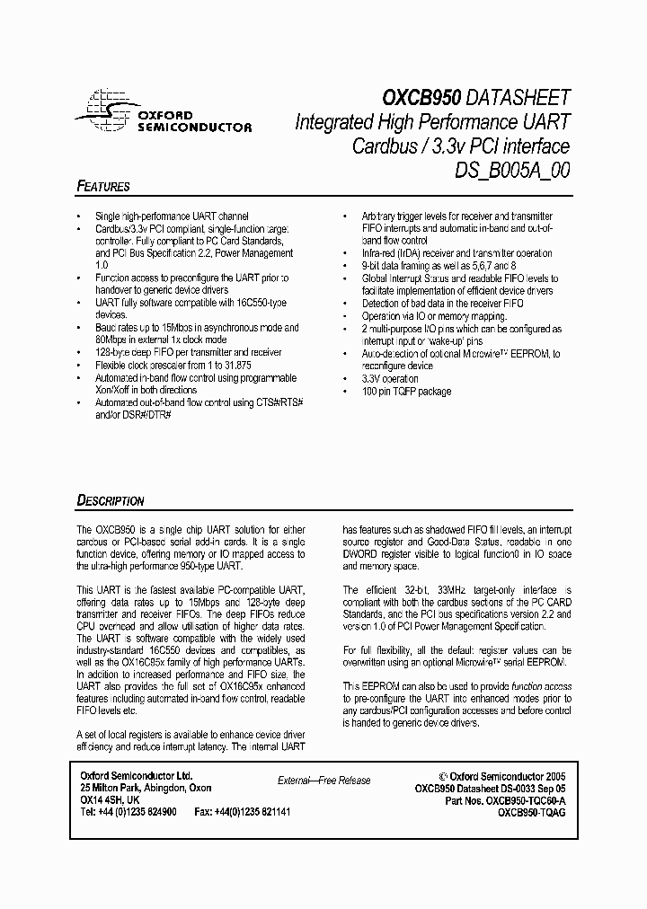 OXCB950-TQAG_8813379.PDF Datasheet