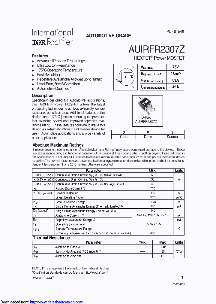 AUIRFR2307Z_8835524.PDF Datasheet