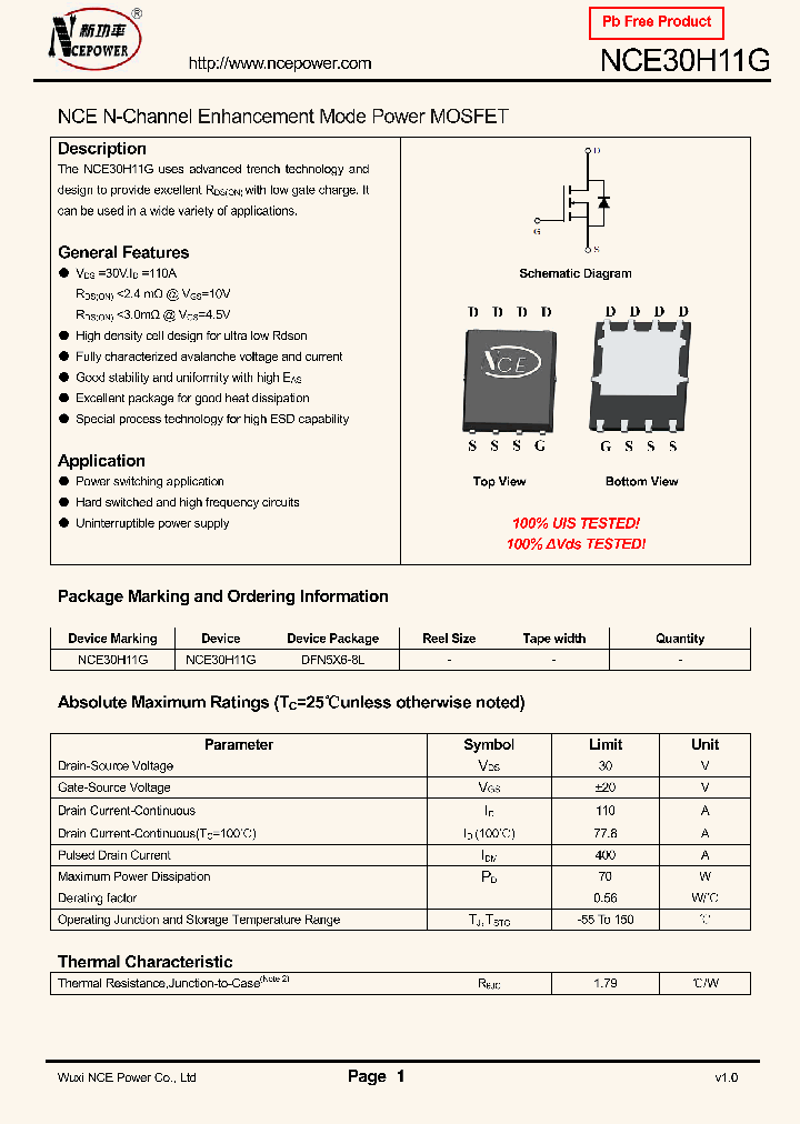 NCE30H11G_8836960.PDF Datasheet