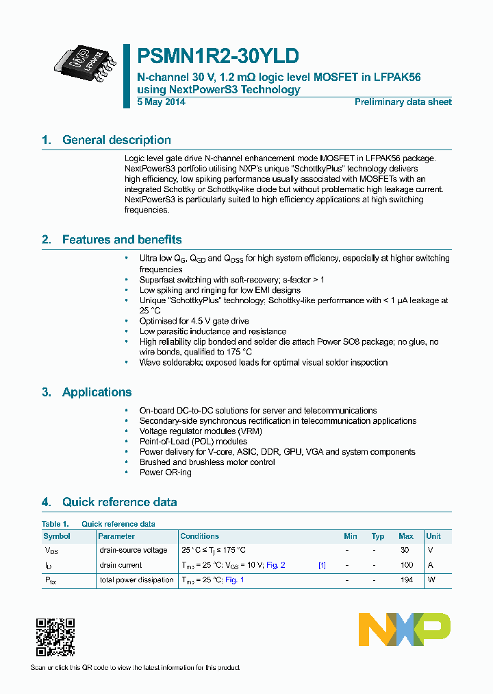 PSMN1R2-30YLD_8846838.PDF Datasheet