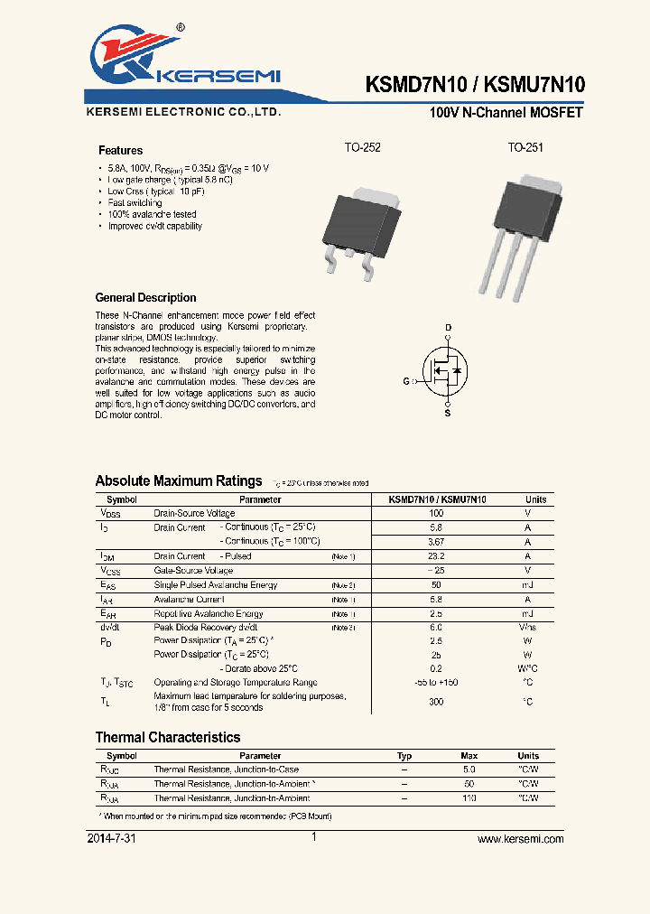 KSMD7N10_8863286.PDF Datasheet
