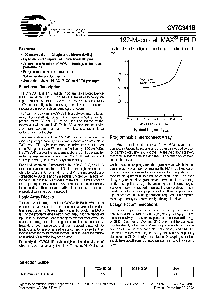 CY7C341B-35HI_8864198.PDF Datasheet