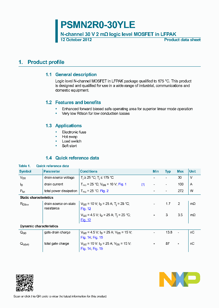 PSMN2R0-30YLE-15_8871410.PDF Datasheet