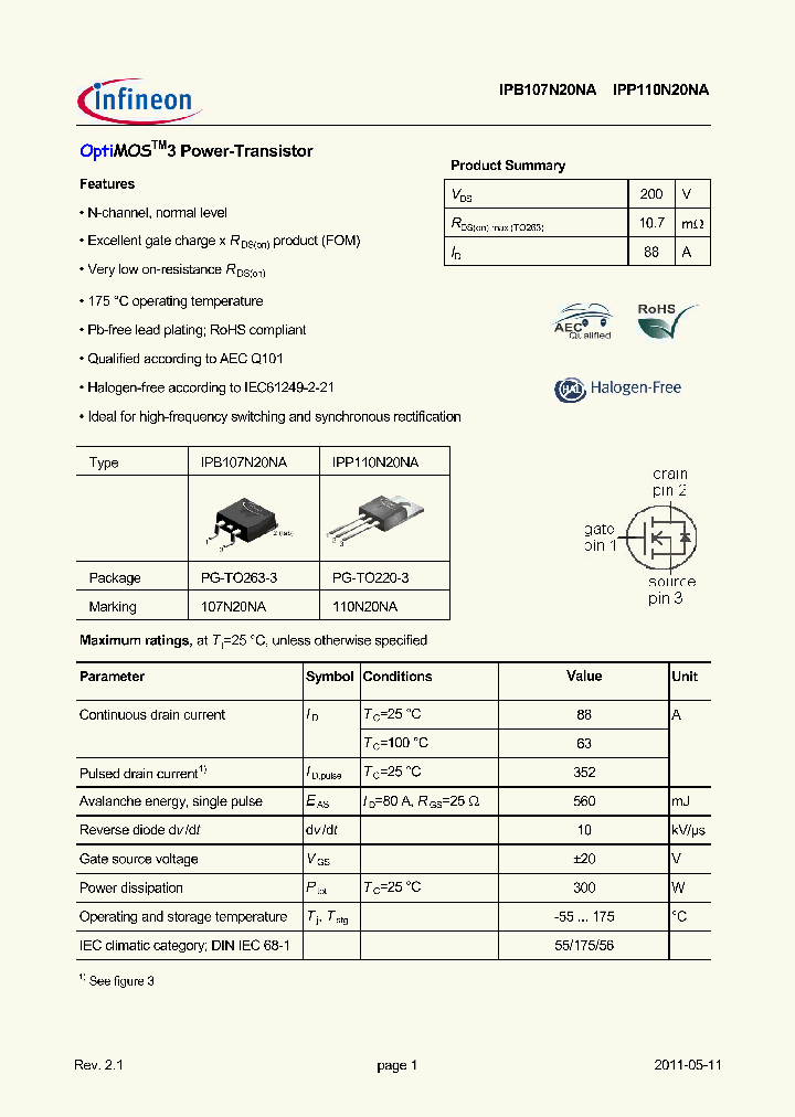 IPB107N20NA_8875625.PDF Datasheet