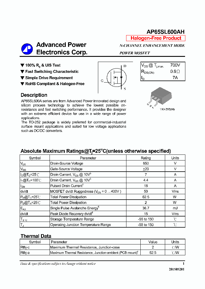 AP65SL600AH_8880986.PDF Datasheet