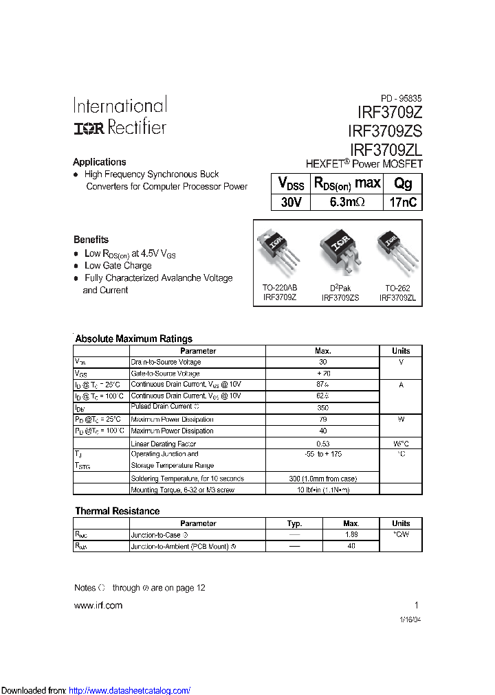 IRF3709ZSTRL_8886221.PDF Datasheet