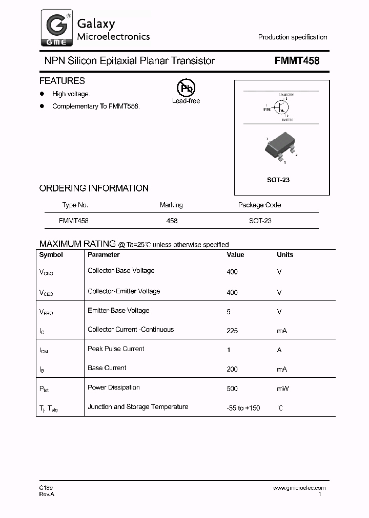 FMMT458_8896680.PDF Datasheet