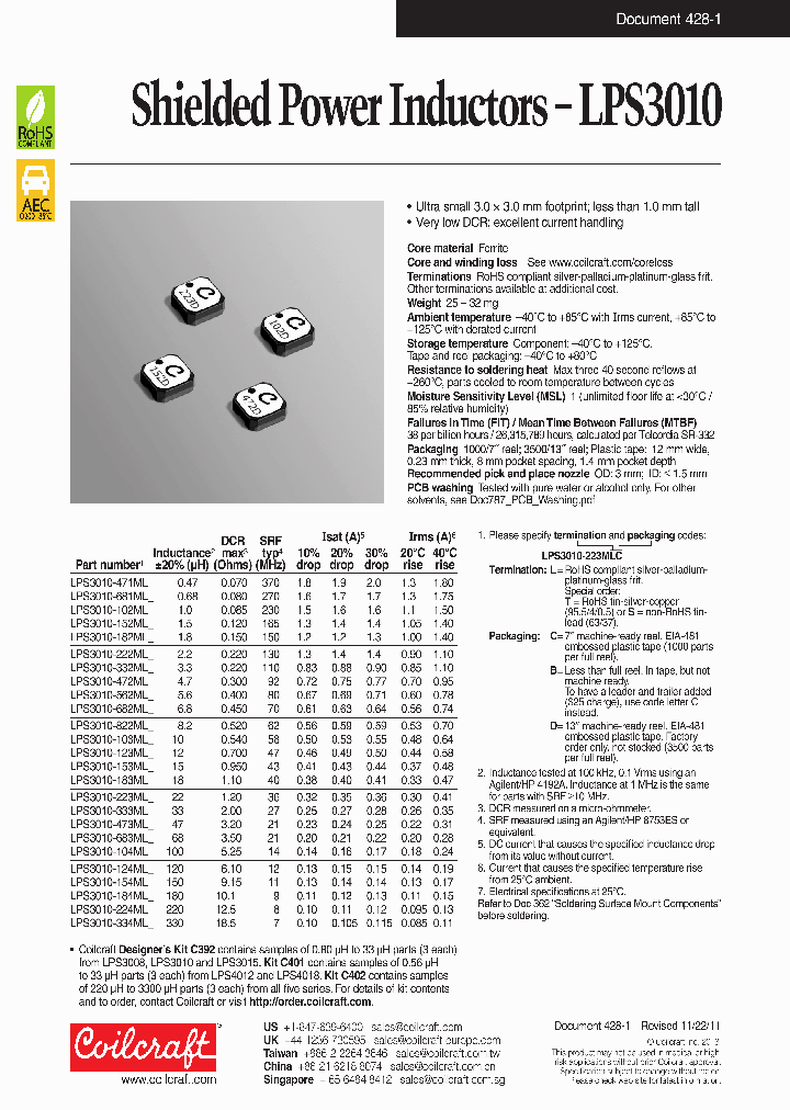 LPS3010-154MLB_8898286.PDF Datasheet