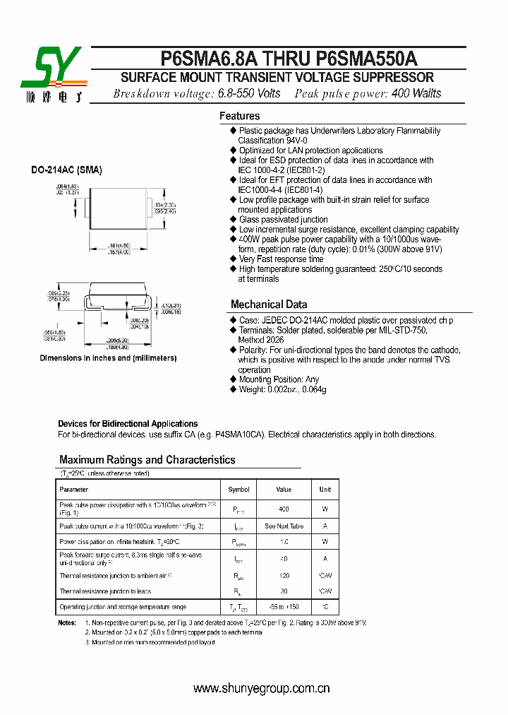 P6SMA68A_8903555.PDF Datasheet