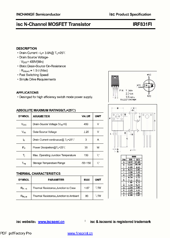 IRF831FI_8905655.PDF Datasheet