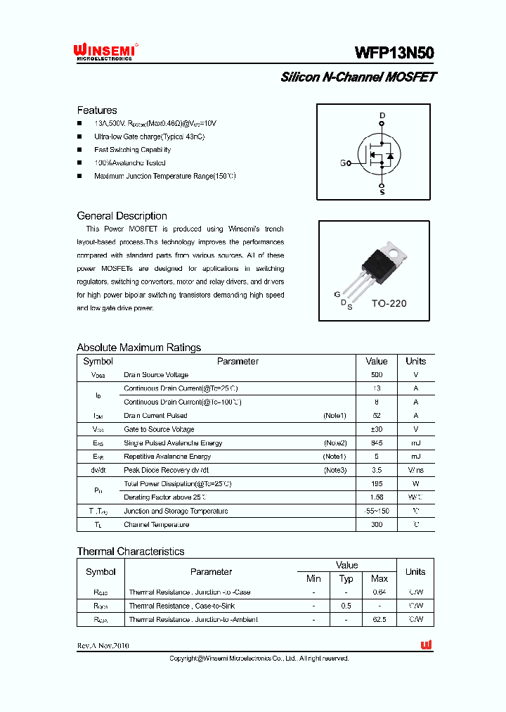 WFP13N50_8929255.PDF Datasheet