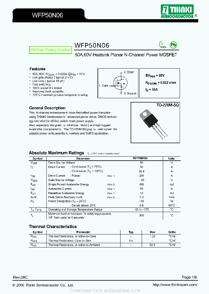 WFP50N06_8929250.PDF Datasheet