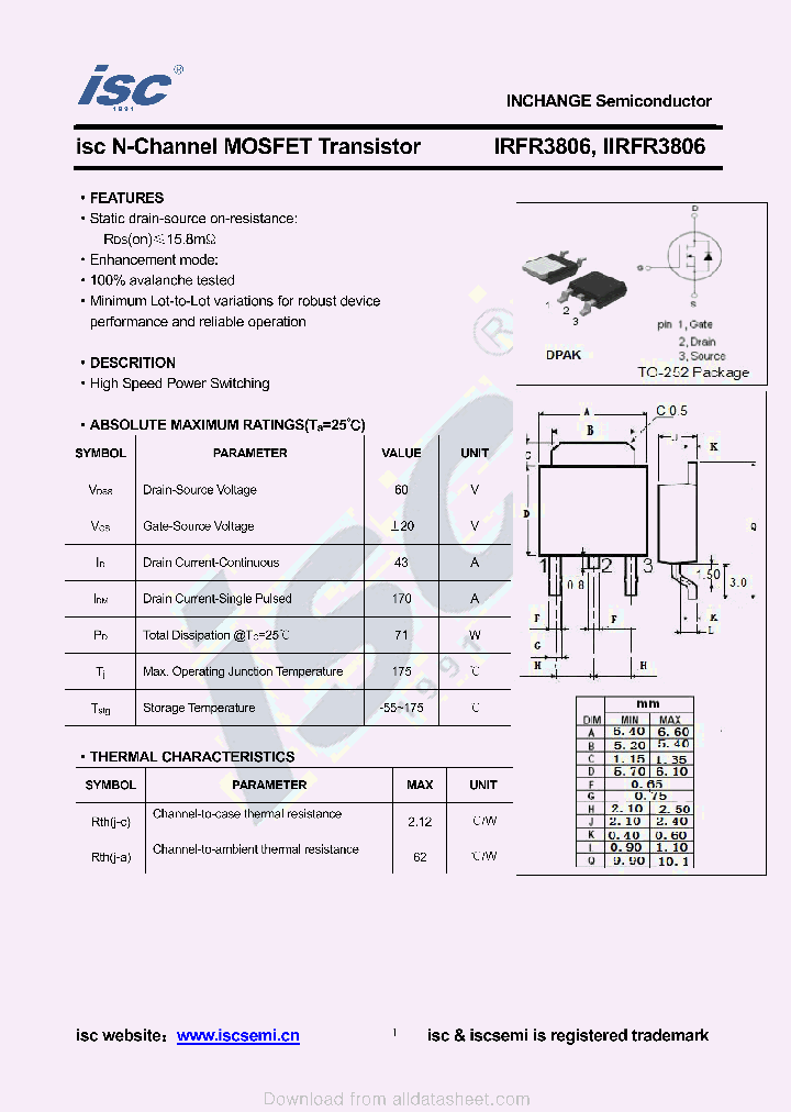 IIRFR3806_8944647.PDF Datasheet