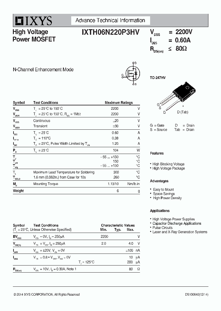 IXTH06N220P3HV_8956233.PDF Datasheet