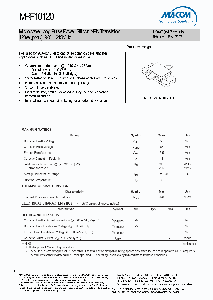 MRF10120_8961274.PDF Datasheet