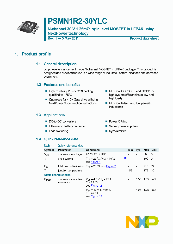 PSMN1R2-30YLC_8970409.PDF Datasheet