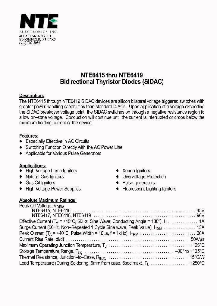 NTE6419_8974891.PDF Datasheet