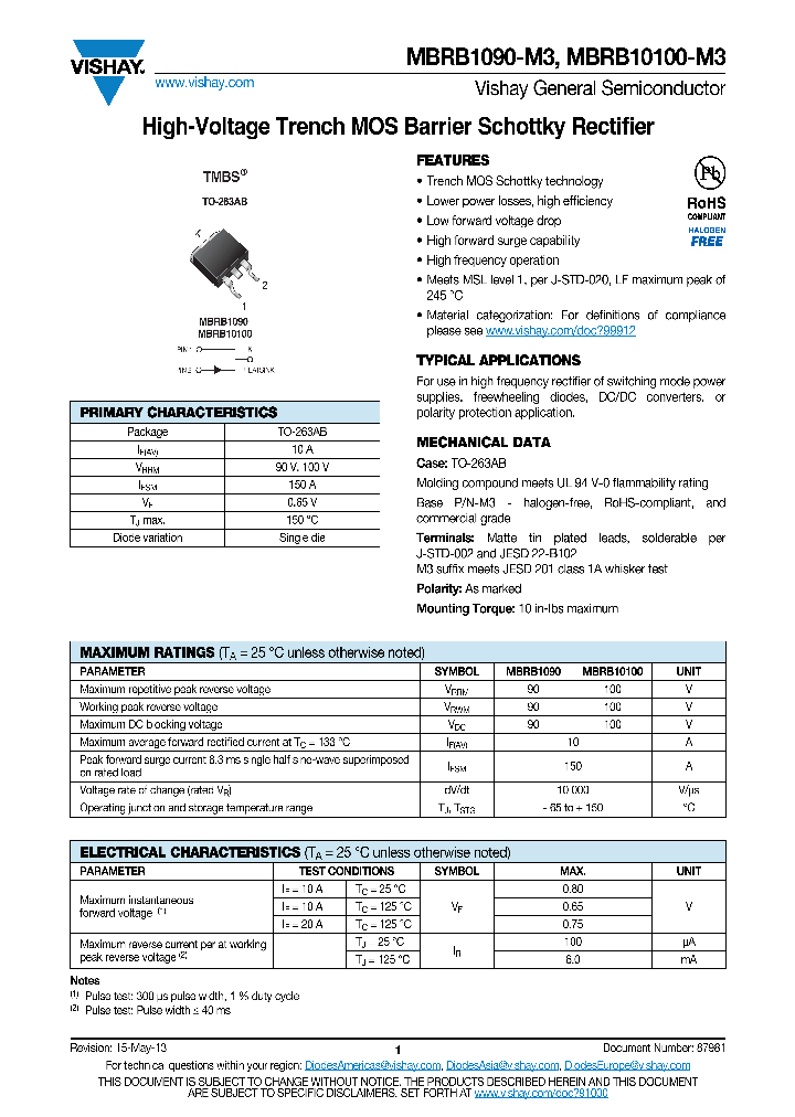 MBRB10100-M3_8987880.PDF Datasheet
