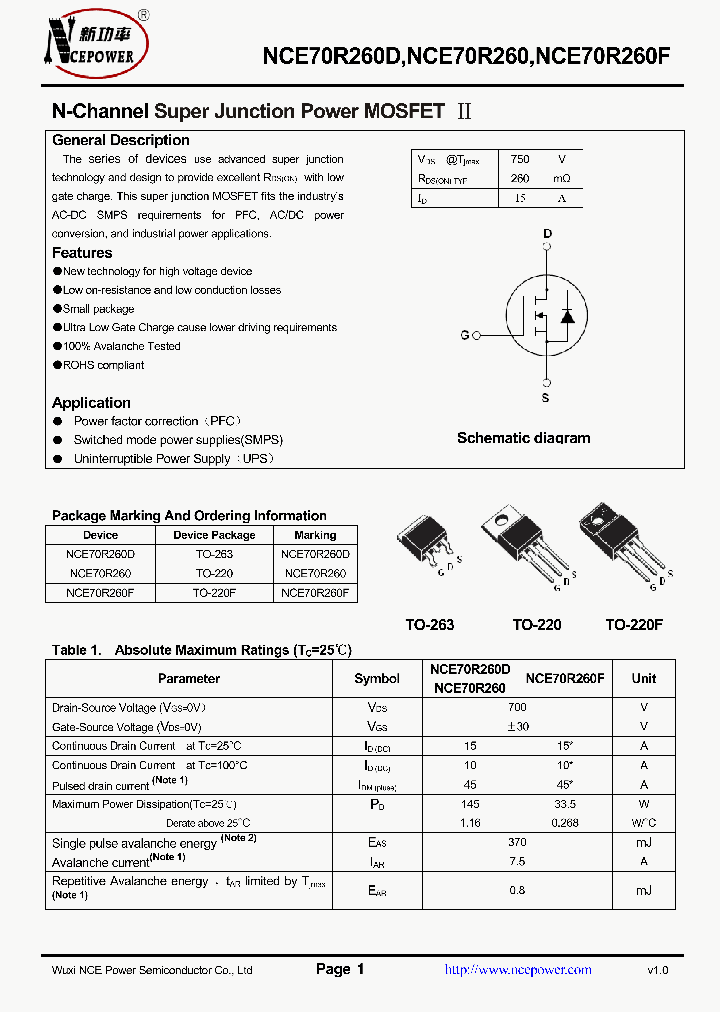 NCE70R260_8990646.PDF Datasheet