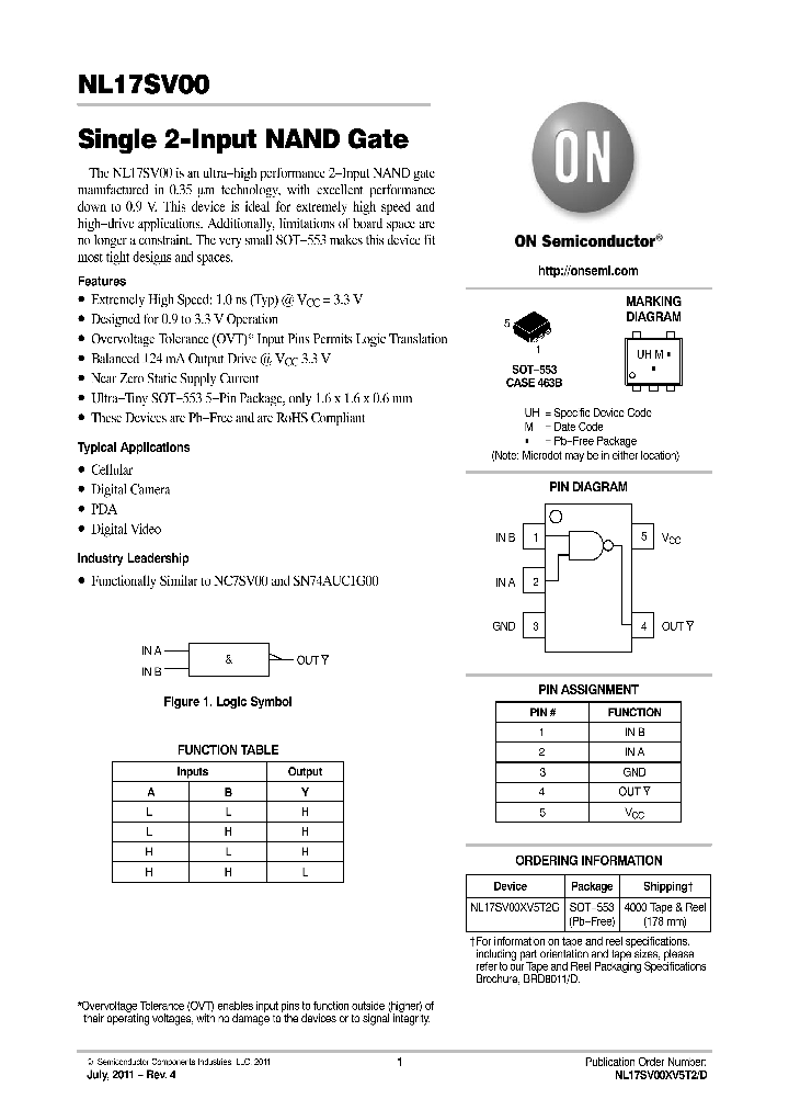 NL17SV00XV5T2G_8990804.PDF Datasheet