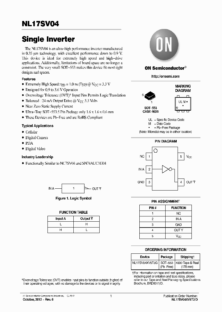 NL17SV04XV5T2G_8990809.PDF Datasheet