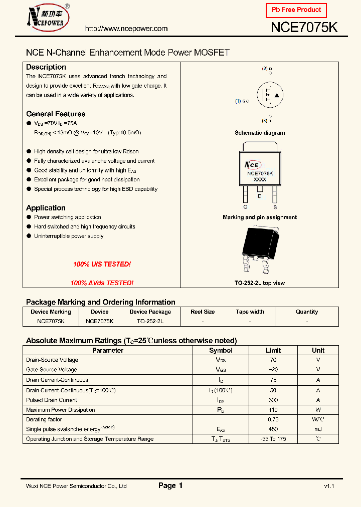 NCE7075K_8990638.PDF Datasheet