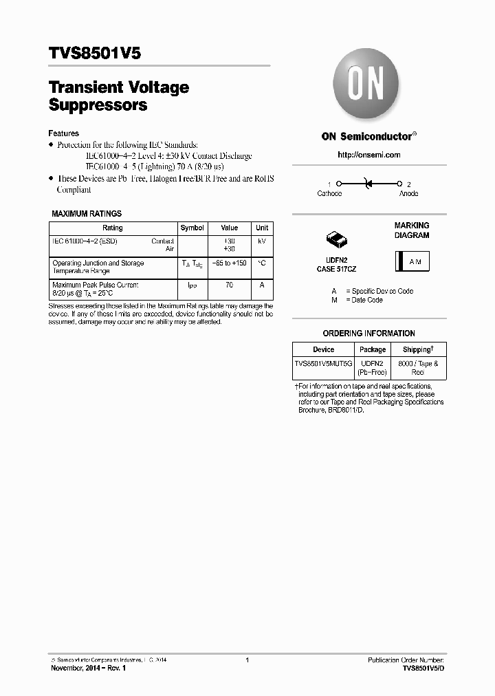 TVS8501V5MUT5G_8996206.PDF Datasheet