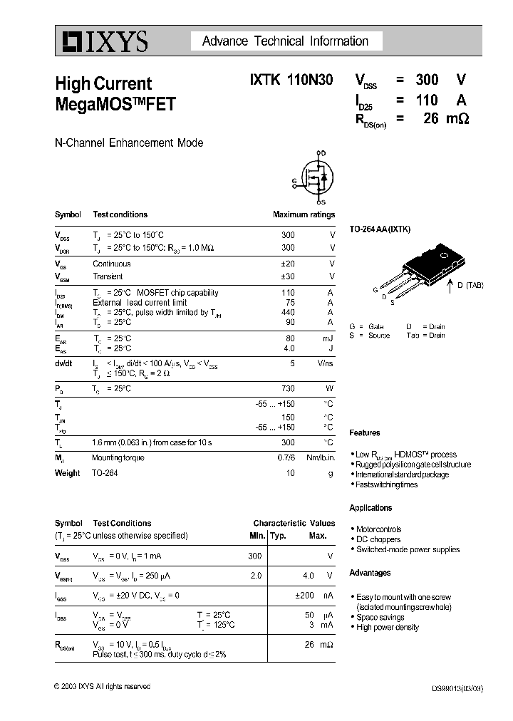 IXTK110N30_8998877.PDF Datasheet