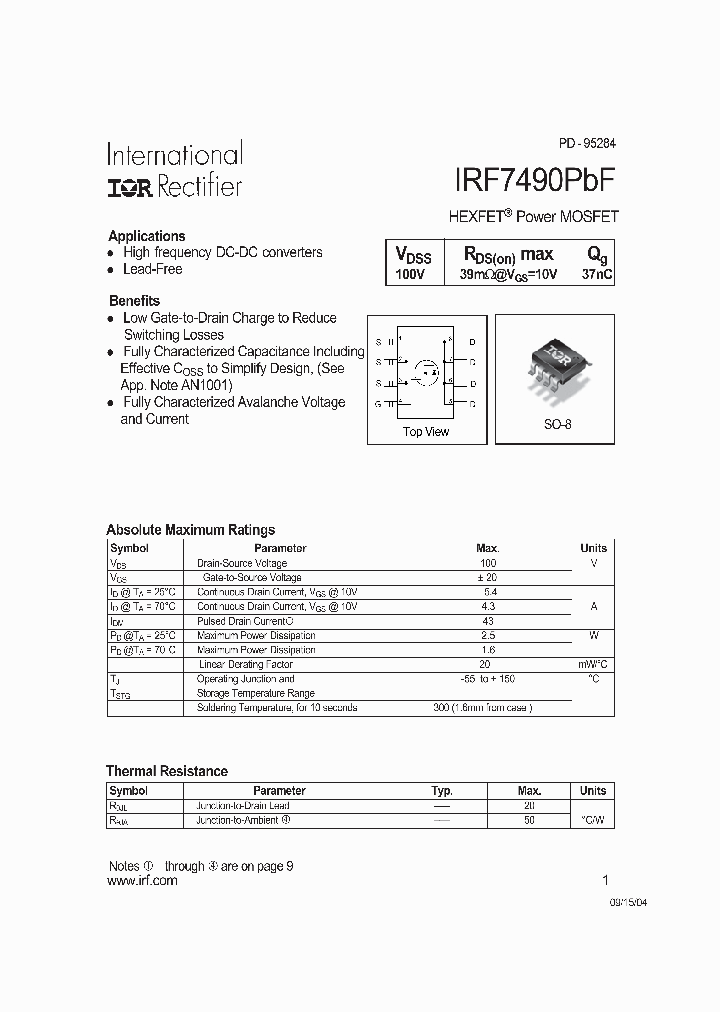 IRF7490PBF-15_9007836.PDF Datasheet