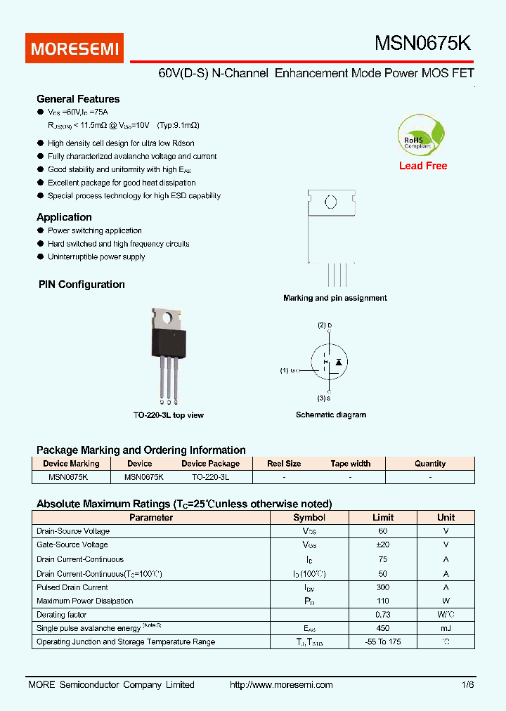 MSN0675K-TO220-3L_9013963.PDF Datasheet