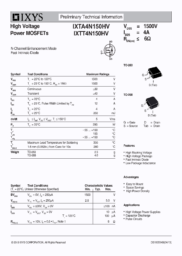 IXTA4N150HV_9017662.PDF Datasheet