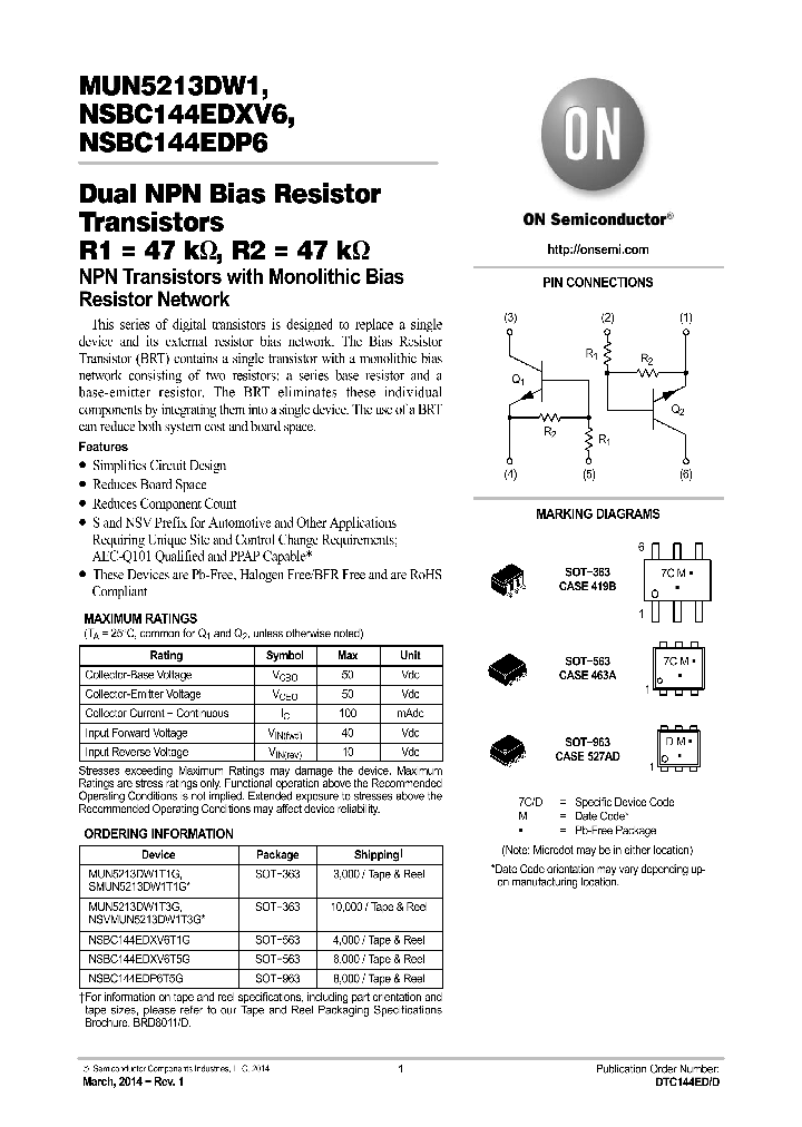 NSBC144EDXV6T5G_9021930.PDF Datasheet