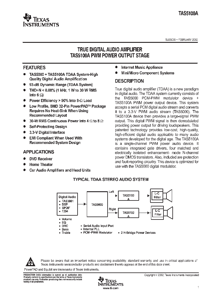 TAS5100ADAP_9045179.PDF Datasheet