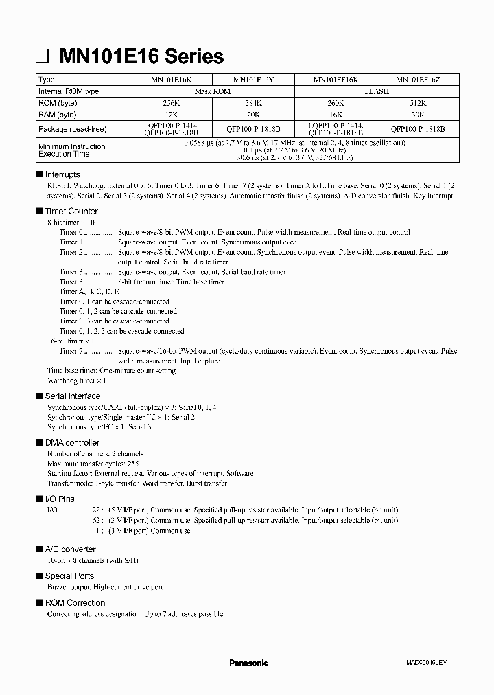 MN101EF16K_9053539.PDF Datasheet