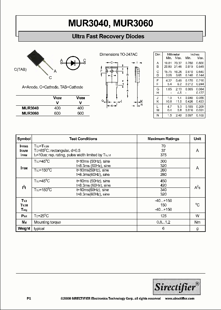 MUR3060_9054263.PDF Datasheet